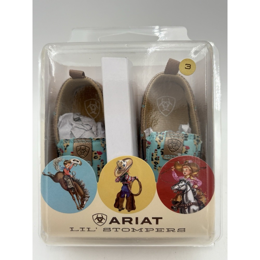 Ariat Lil' Stompers Western Cactus Soft Baby‎ Shoes Size 3 (6-9 months) New
